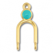 Ciondoli di metallo DQ distanziatore oro (privo di nichel)-blu turchese