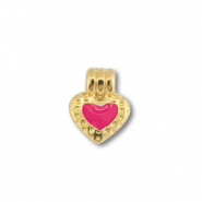 Ciondoli di metallo DQ cuore oro (privo di nichel)-magenta