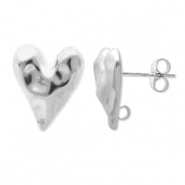Componenti in acciaio inossidabile orecchini cuore con anellino argento