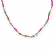 Collane in acciaio inossidabile perline sfaccettate oro-multicolore