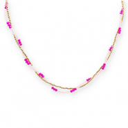 Collane in acciaio inossidabile perline sfaccettate oro-rosa chiaro-rosa fucsia