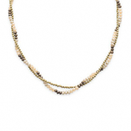 Collane in acciaio inossidabile perline sfaccettate oro-beige-marrone