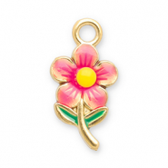 Ciondoli in acciaio inossidabile fiore oro-rosa chiaro-giallo