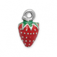 Ciondoli in acciaio inossidabile fragola argento-rosso-verde