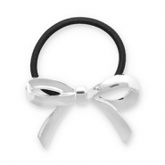 Accessori per capelli elastici per capelli con metallo fiocco argento-nero