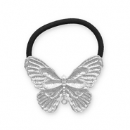 Accessori per capelli elastici per capelli con metallo farfalla argento-nero