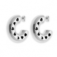 Orecchini in acciaio inossidabile con cuori argento