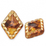 Perline in acrilico rombo marrone cognac-oro