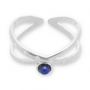 Anelli in acciaio inossidabile con pietra naturale argento-blu scuro