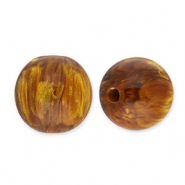 Perline in acrilico con glitterato 12 mm marrone topazio-oro