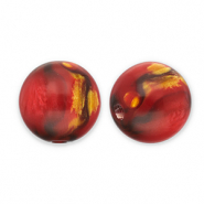 Perline in resina con glitterato 14mm rosso-oro