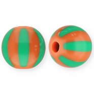 Perline in acrilico 12 mm con strisce arancione caldo-verde