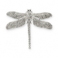 Broches accattivanti libellula argento-nero-trasparente