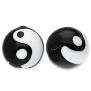 Perline di vetro Yin & Yang nero-bianco