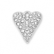 Ciondoli in acciaio inossidabile cuore con strass argento-trasparente