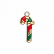 Ciondoli di metallo bastoncini di zucchero oro-rosso-verde