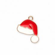Ciondoli di metallo cappello di babbo natale oro-rosso-bianco