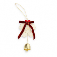 Pendenti trendy feltro fiocco di neve con fiocco & campanella bianco-rosso-oro
