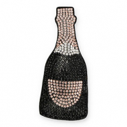 Ciondoli accattivanti con strass bottiglia champagne nero-oro rosa-cristallo