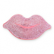 Ciondoli accattivanti con strass kiss rosa chiaro