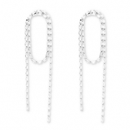 Orecchini in ottone Eco-brass&reg; con zircone argento-cristallo