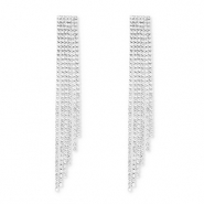 Orecchini in ottone Eco-brass&reg; con strass argento-cristallo