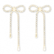 Orecchini in ottone Eco-brass&reg; con strass fiocco oro-cristallo