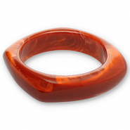 Bracciali bangle in resina rosso ruggine-bianco