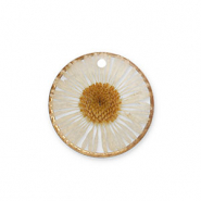 Ciondoli con fiore secchi oro-beige
