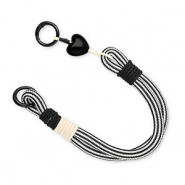 Cordini per cellulare trendy con cuore nero-bianco-beige