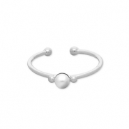 Anelli in acciaio inossidabile con perla argento-bianco