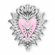Ciondoli in acciaio inossidabile sacro cuore argento-rosa chiaro
