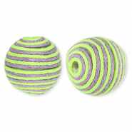 Perline in acrilico 22 mm con cordoncino cerato verde lime-viola lavanda