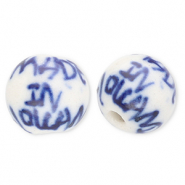 Perline di ceramica 10mm "Made in Holland" biancastro-blu Delft