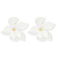 Orecchini resina alla moda fiore bianco-oro