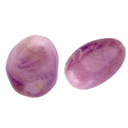 Perline in acrilico a forma di uovo viola-marrone-marmo