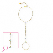 Bracciale baciamano in acciaio inossidabile oro-cristallo