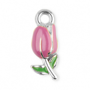 Ciondoli in acciaio inossidabile tulipano argento-viola-verde