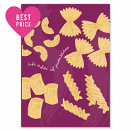 BY31&reg; Espositori bigiotteria in cartoncino "Life is full of pasta-bilities" viola magenta-giallo