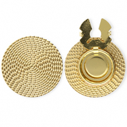 Copri bottoni in acciaio inossidabile tonda rattan-look oro