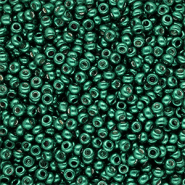 Perline di vetro rocailles 8/0 (3mm) verde ottanio metallico luminoso