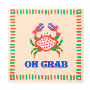 BY31&reg; Piastrella decorativa con scritta "Oh crab" pesca chiaro-rosso-verde-blu