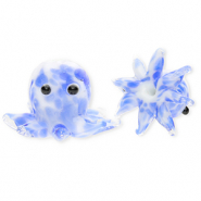 Perline di vetro a mano polpo blu-bianco