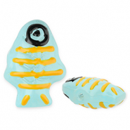 Perline di vetro a mano pesce blu chiaro-giallo-nero