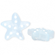 Perline di vetro a mano stella marina blu chiaro trasparente-bianco
