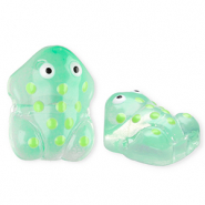 Perline di vetro a mano rana verde menta neon trasparente-bianco-nero