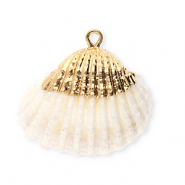 Pendenti di conchiglia prodotti speciali conchiglia cuore di mare bianco cremosa-oro