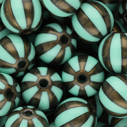 DQ&reg; Perline in acrilico 16 mm con strisce verde turchese-marrone oro