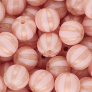 DQ&reg; Perline in acrilico 12 mm con strisce rosa chiaro-rosa pesca