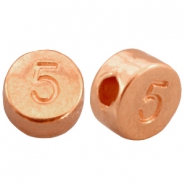 Perline numerico di metallo DQ con disegno numero 5 oro rosa (privo di nichel)